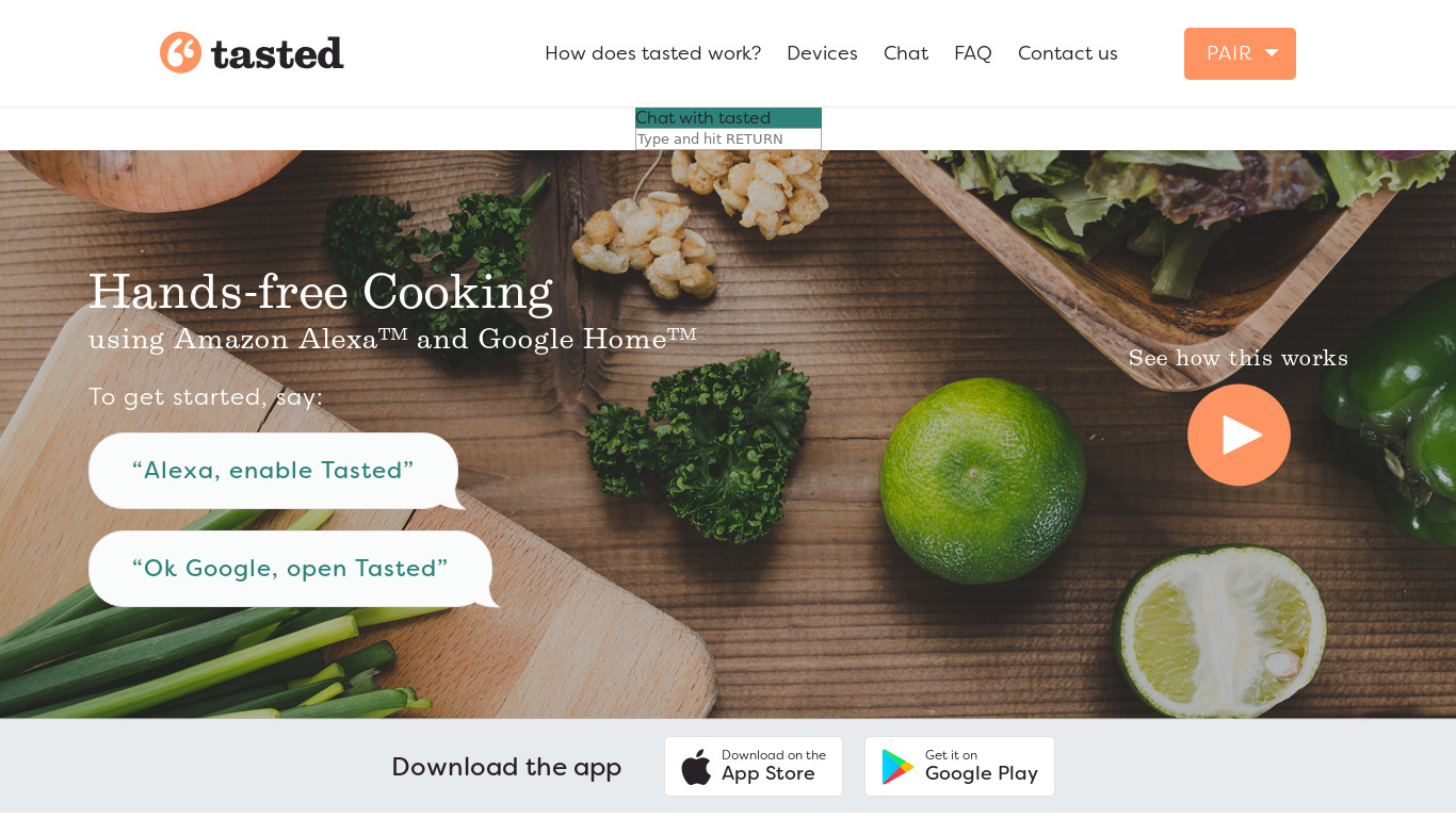 Tasted Landing page