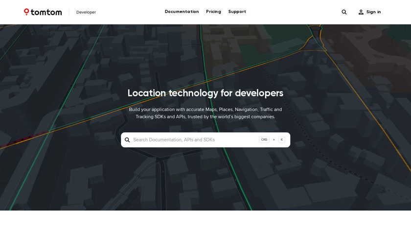 TomTom Maps APIs Landing Page
