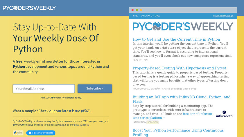 Pycoder's Weekly Landing Page