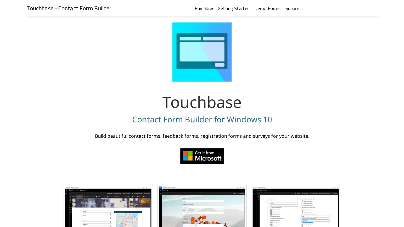 Touchbase - Contact Form Builder Landing page