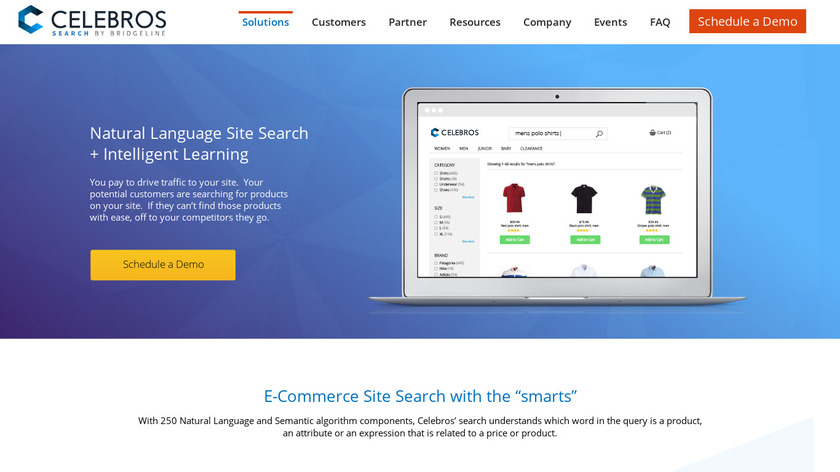 Celebros SiteSearch Landing Page