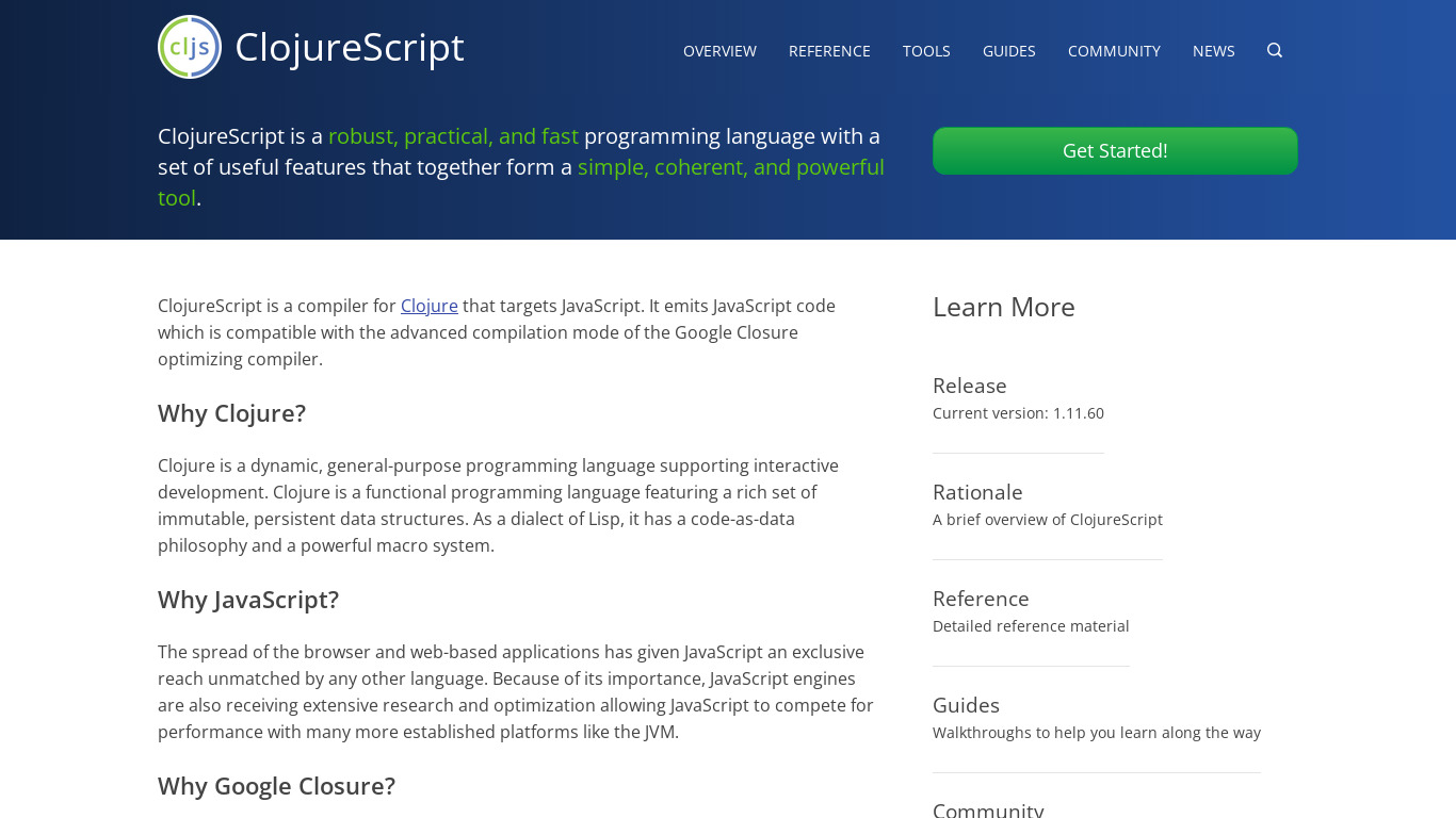 ClojureScript Landing page