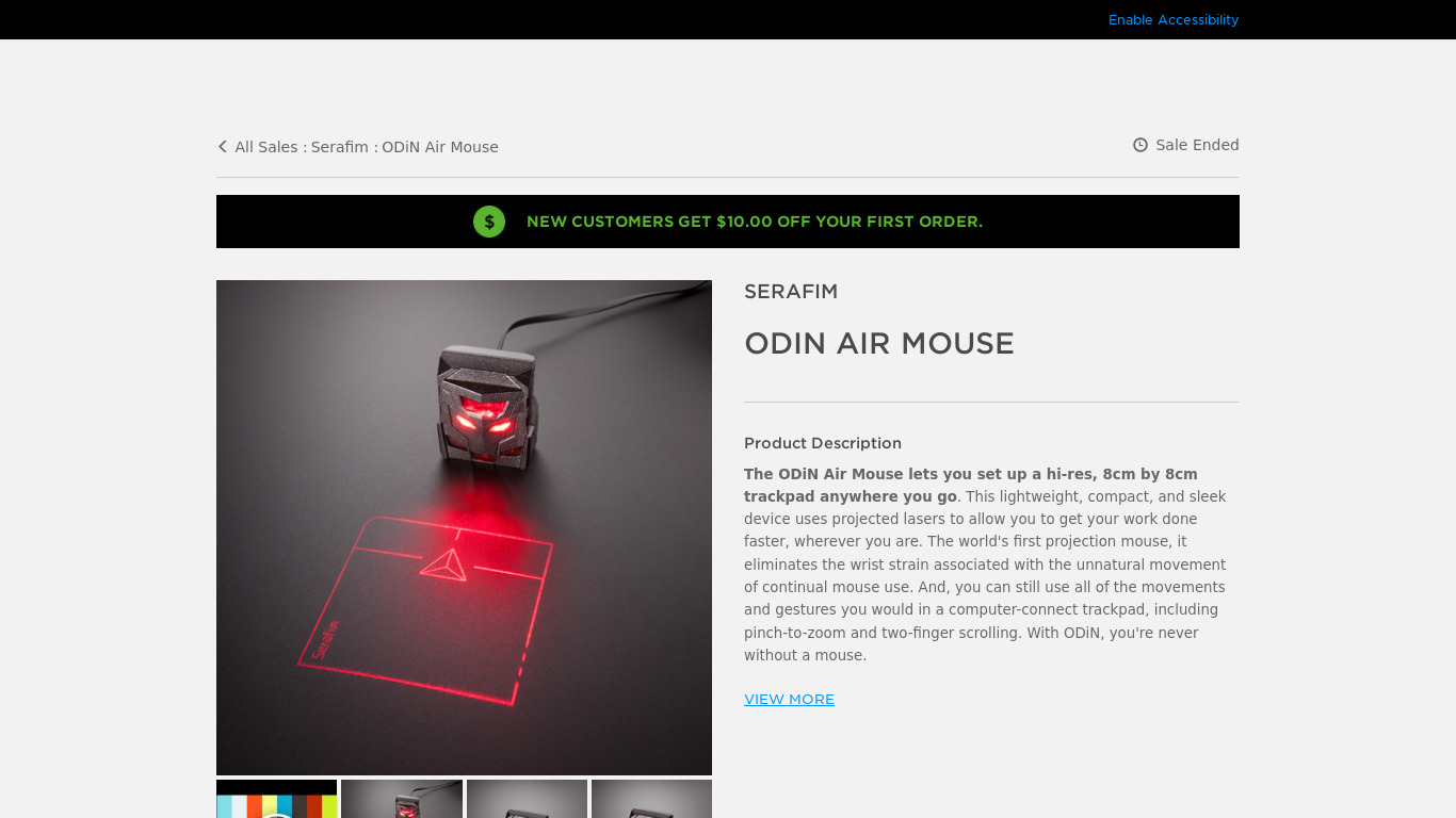 ODiN Air Mouse Landing page