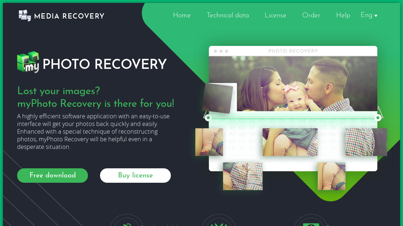 myPhoto Recovery Landing page