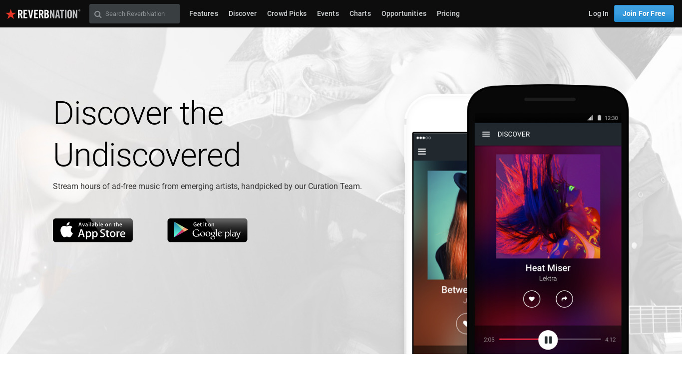 ReverbNation Discover Landing page