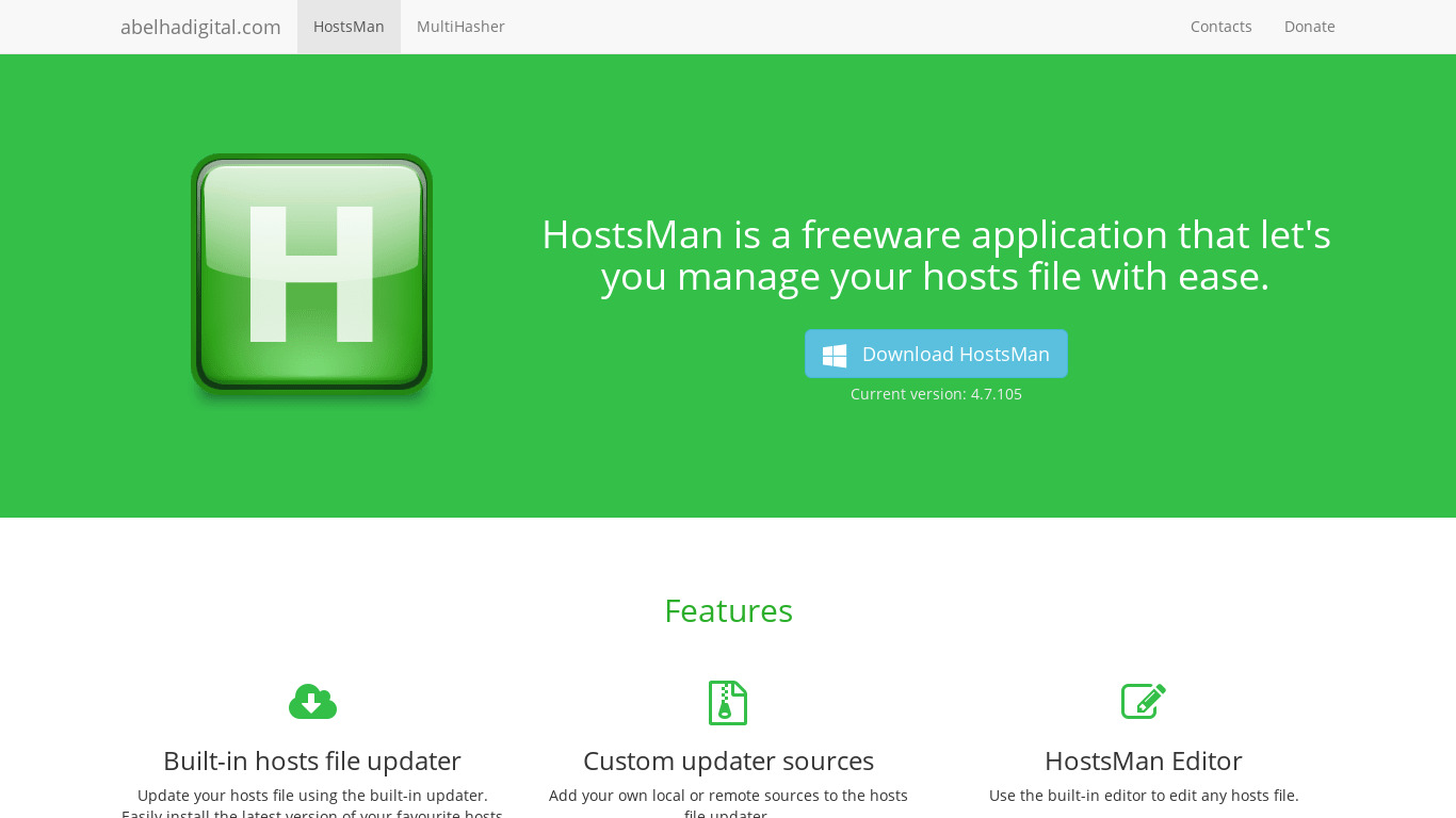 HostsMan Landing page