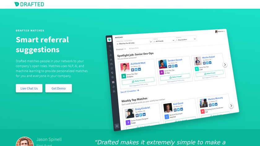 Matches by Drafted Landing Page