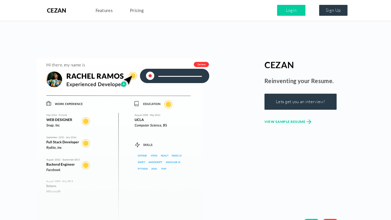 Cezan Landing page