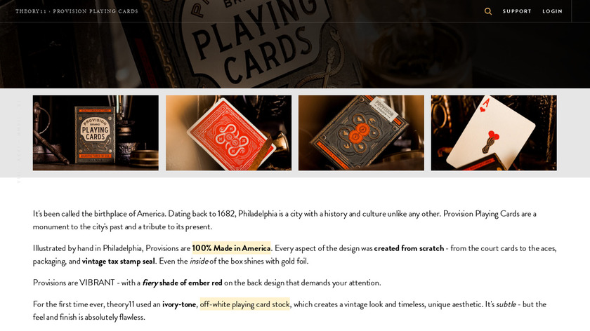 Provision Playing Cards Landing Page