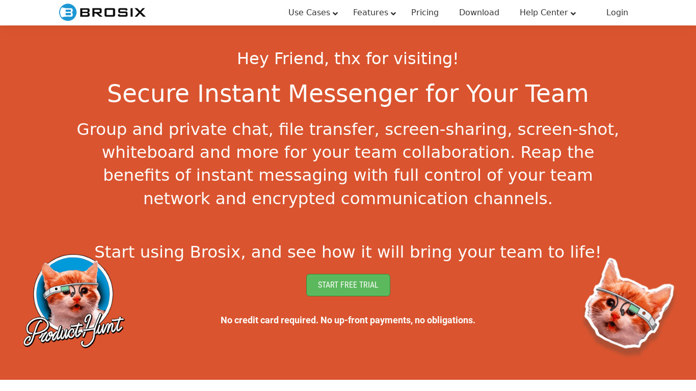 Brosix Instant Messenger Landing page