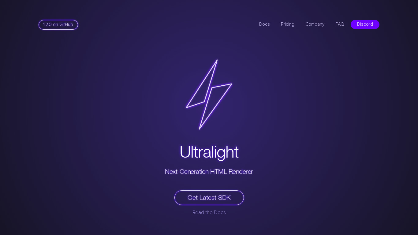 Ultralight Landing page