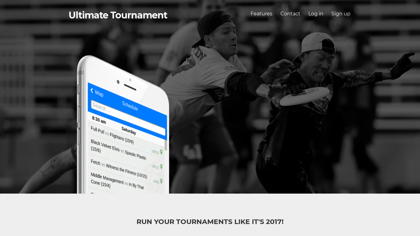 Ultimate Tournament Landing page