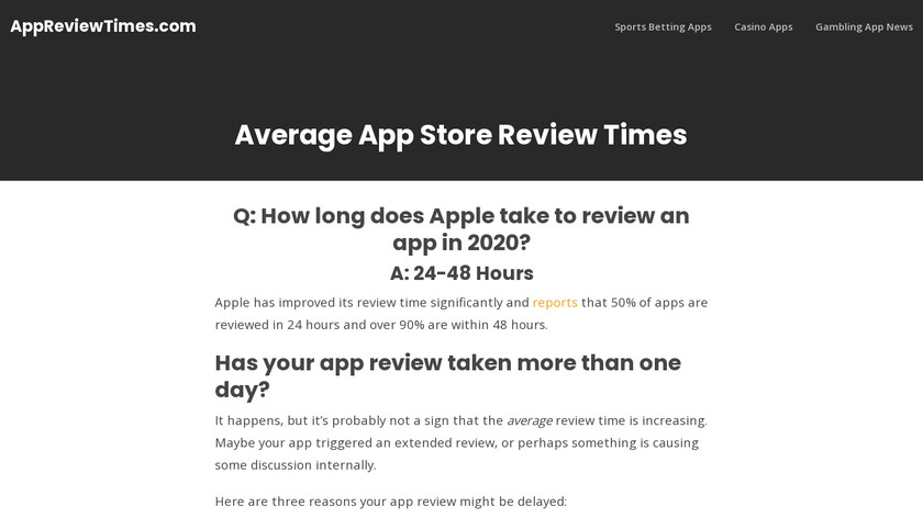 App Review Times Landing Page