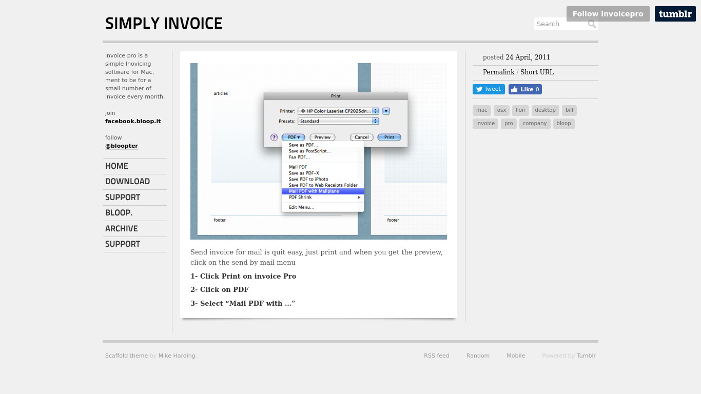 Simply Invoice Landing page