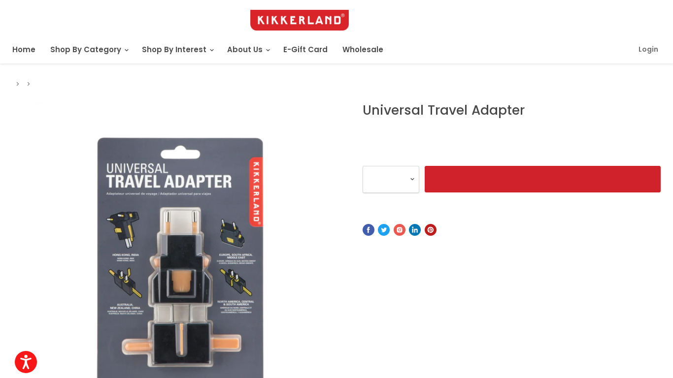 Kikkerland Universal Travel Adapter Landing page