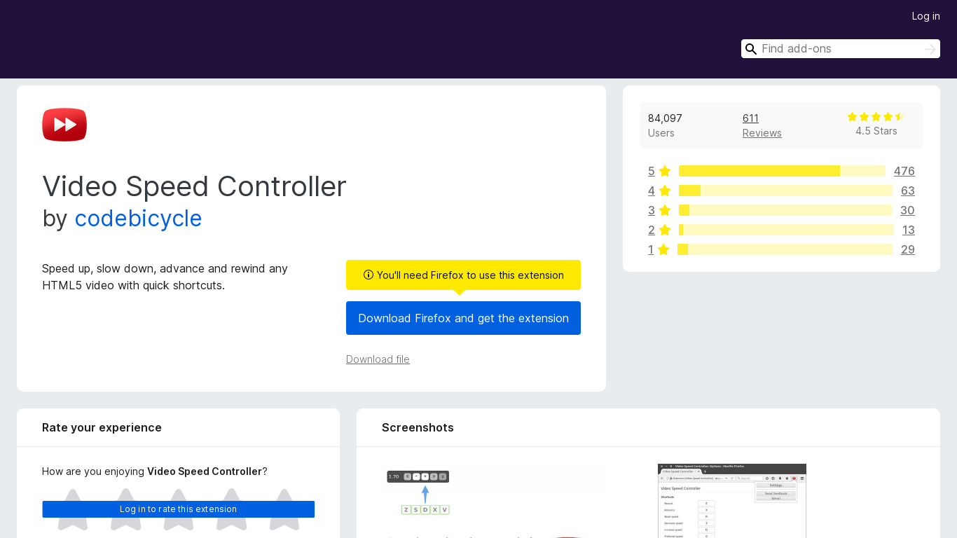 Video Speed Controller Landing page