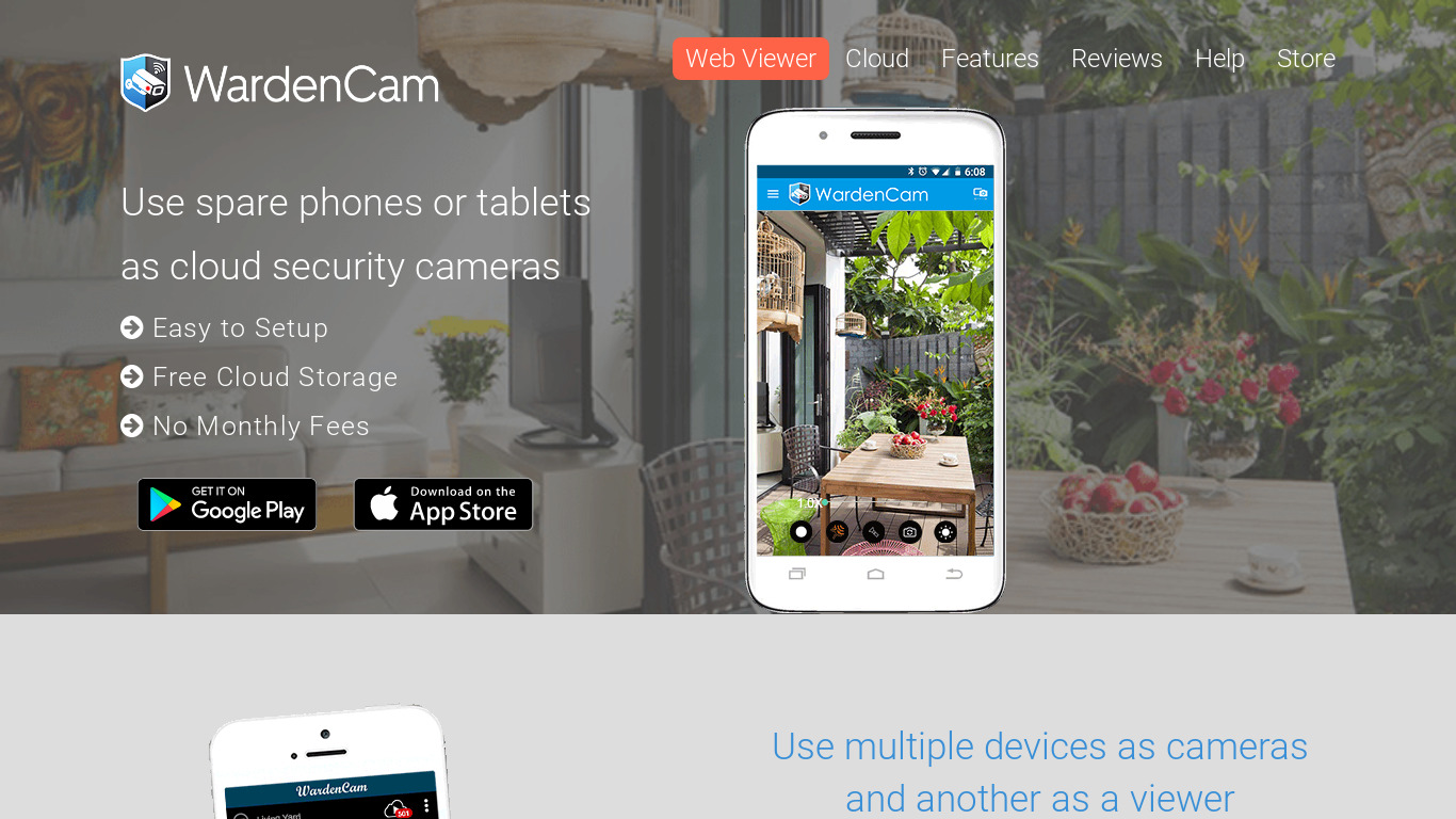 WardenCam Home Security IP-Cam Landing page