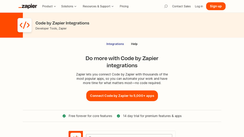 Code by Zapier Landing Page