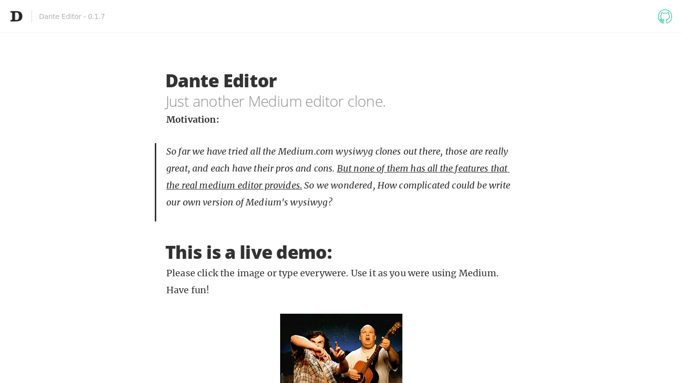 michelson.github.io Dante Editor Landing page