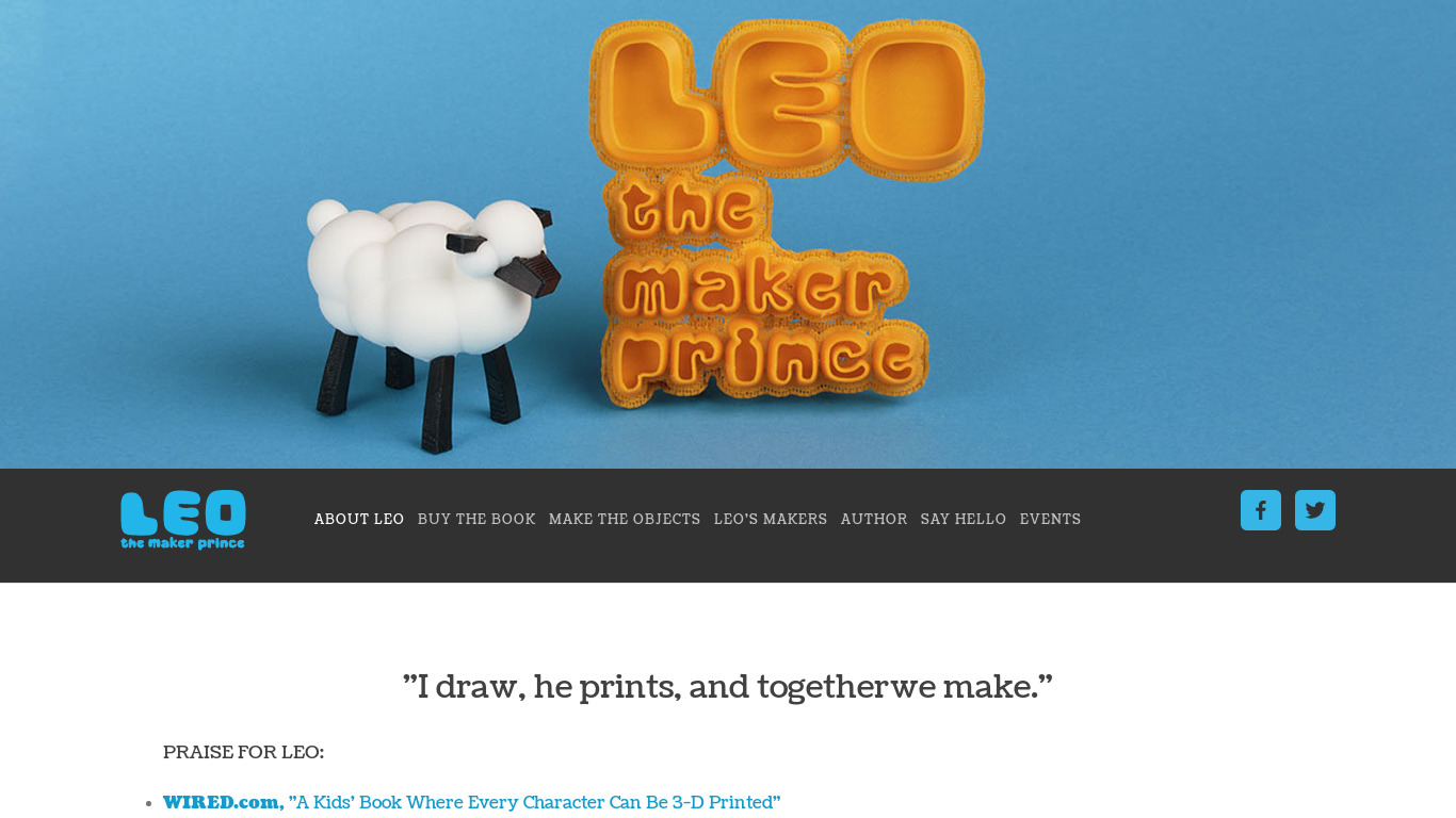 Leo the Maker Prince Landing page