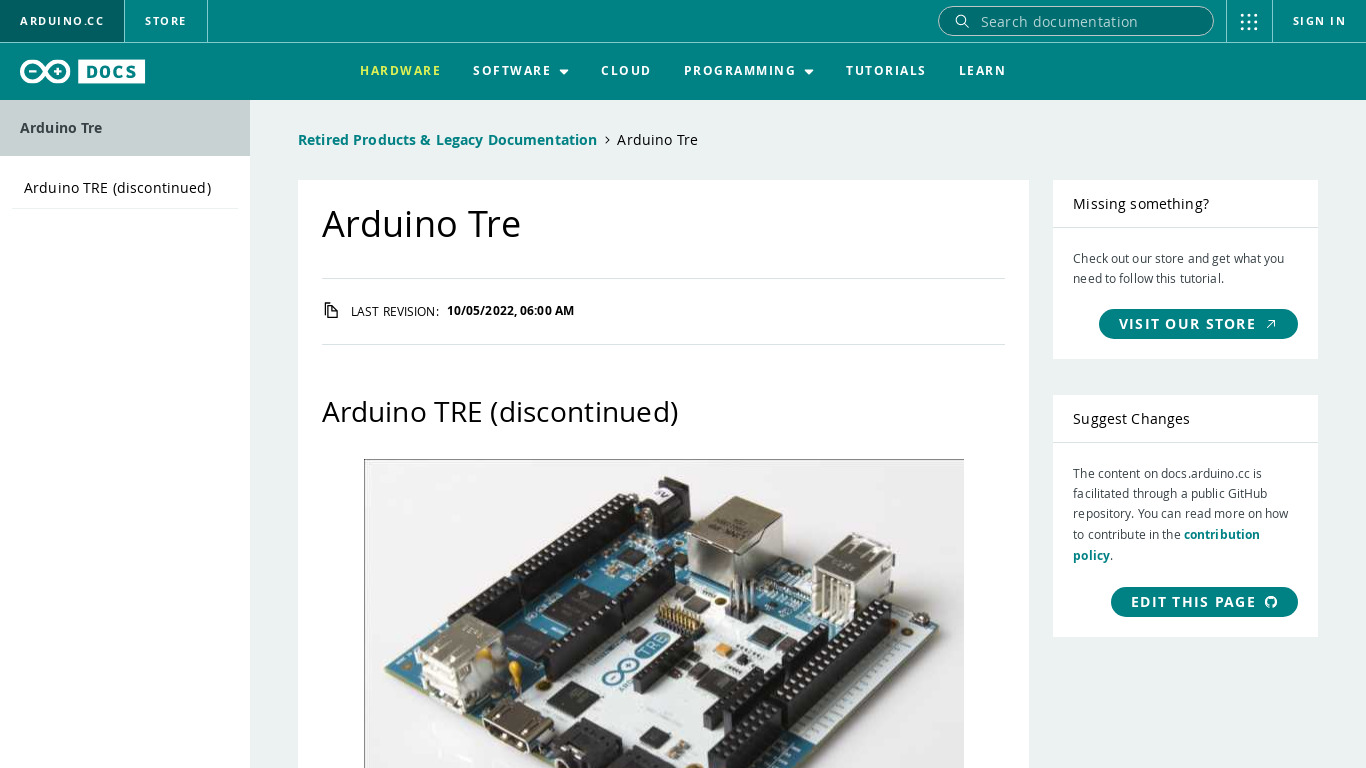 Arduino TRE Landing page