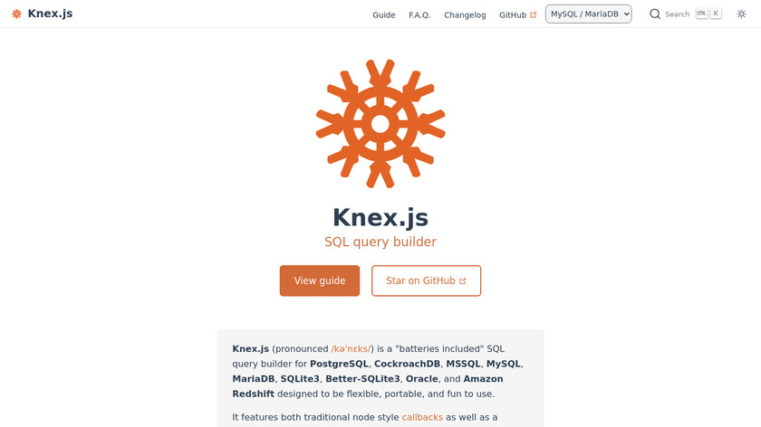 Knex.js Landing Page