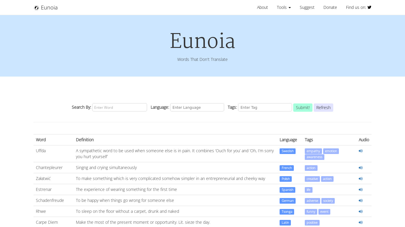 Eunoia Landing page
