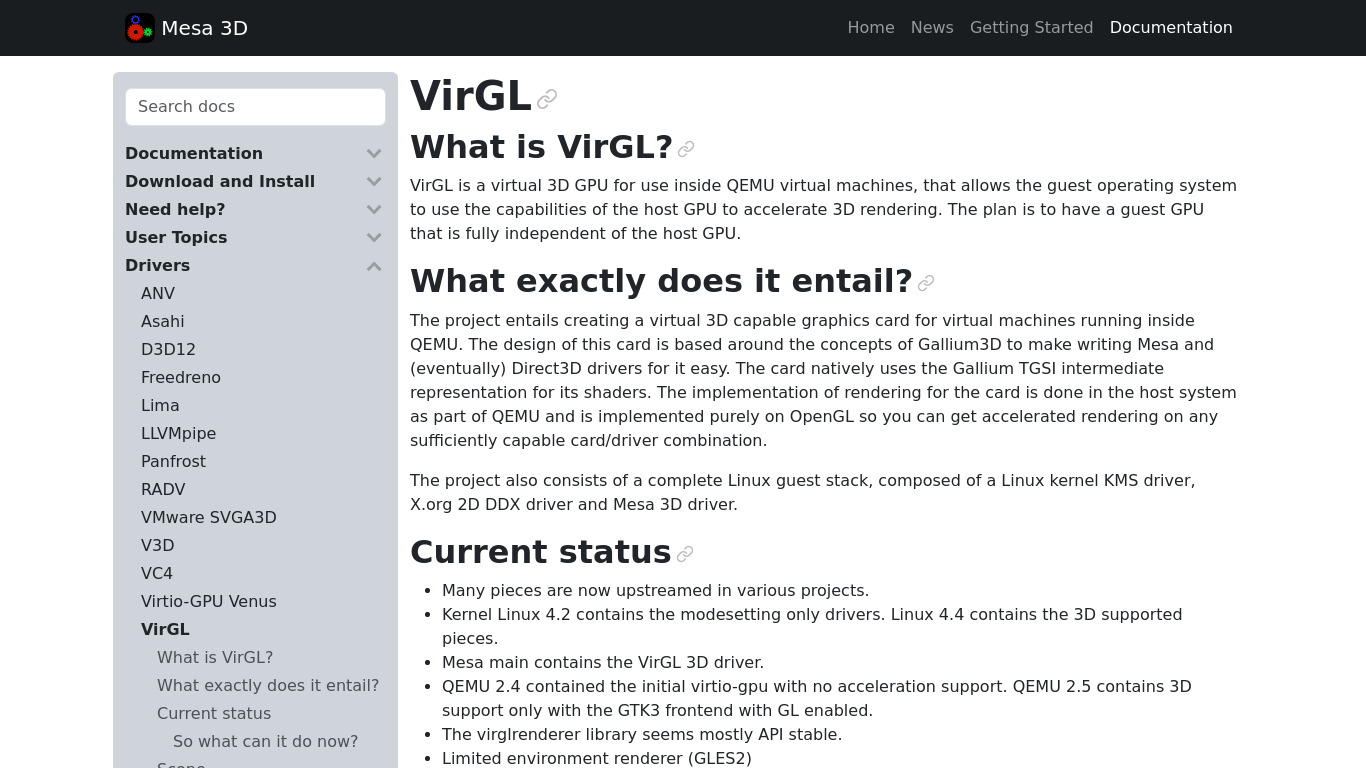 Virgil 3D GPU project Landing page