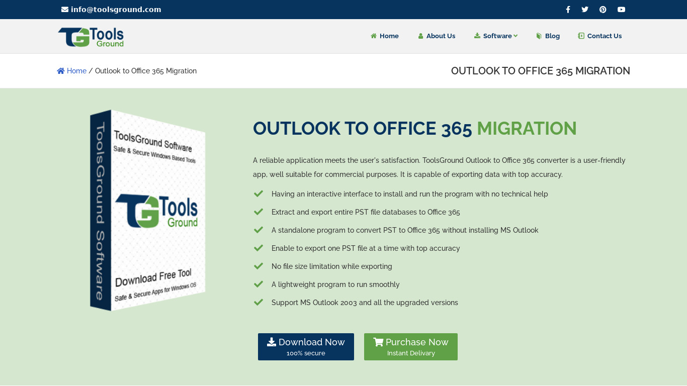 Outlook to Office 365 Migration Landing page