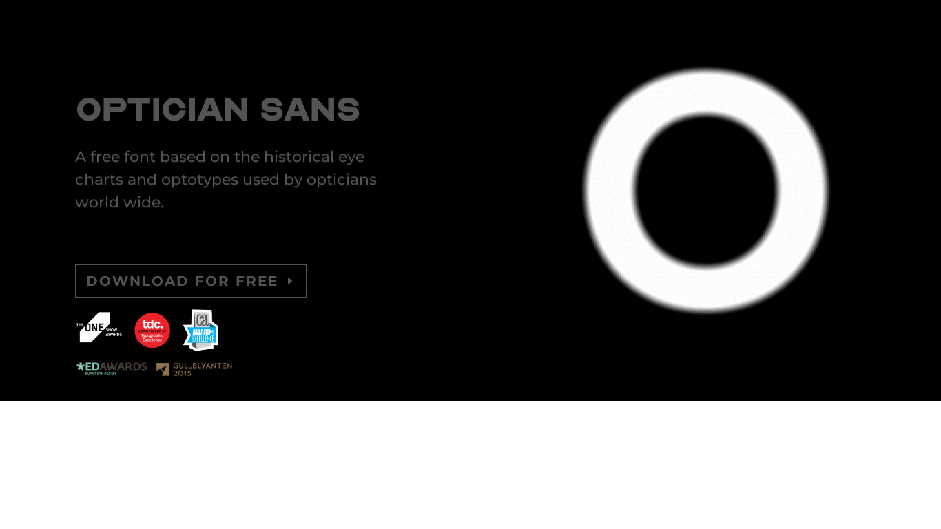 Optician Sans Landing page