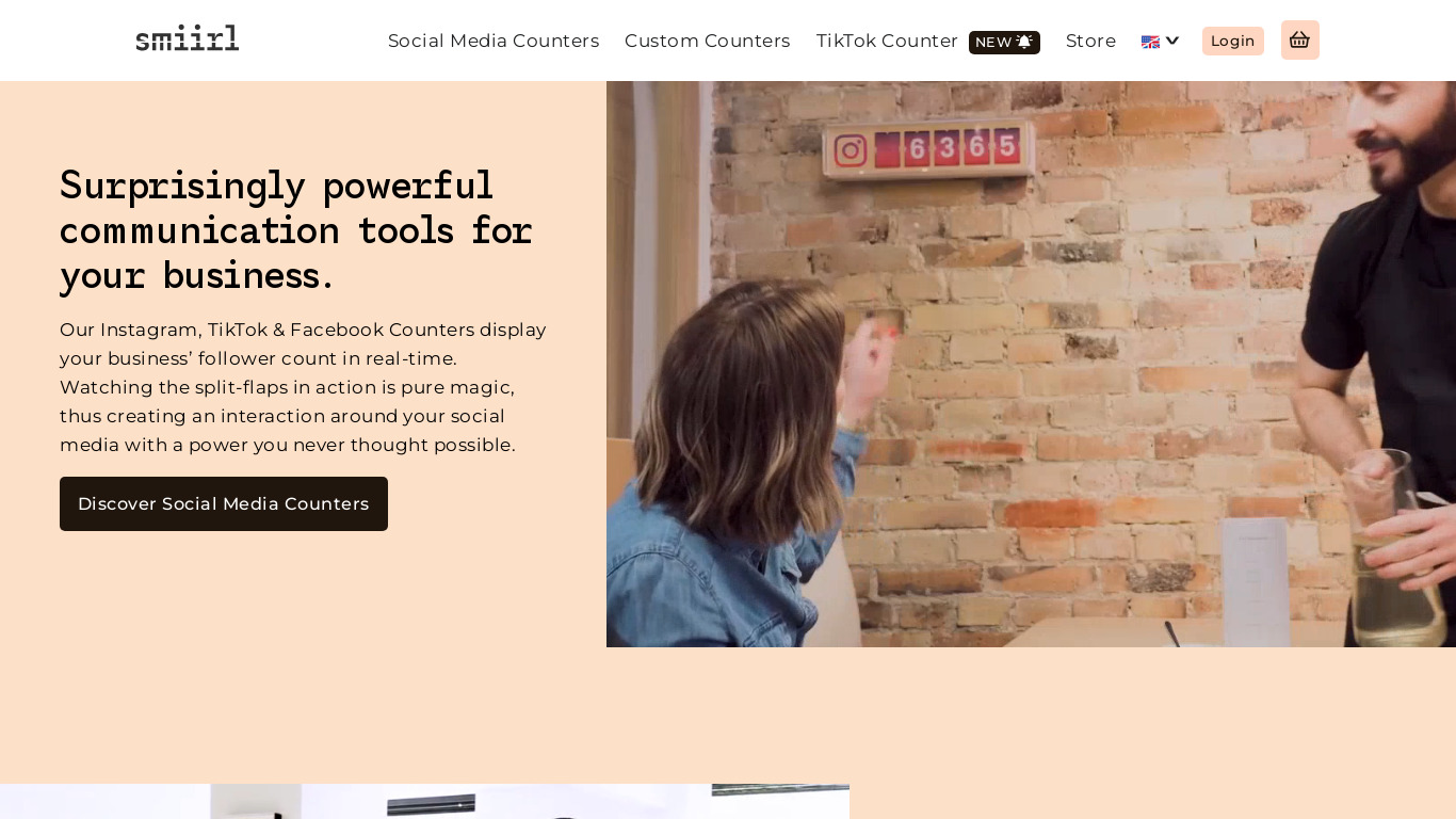 Smiirl Counter Landing page