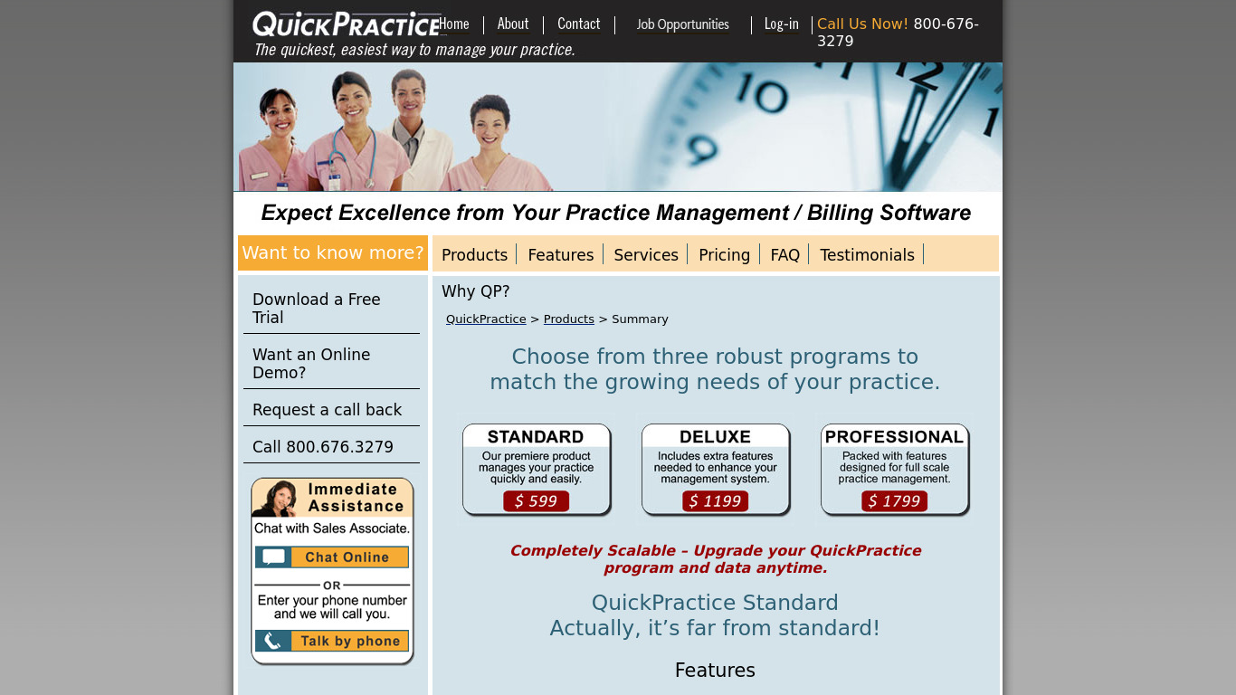 QuickPractice Landing page