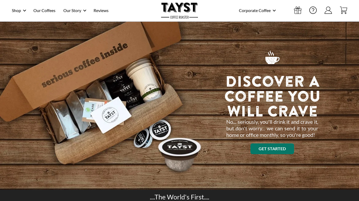 Tayst Coffee Roaster Landing page