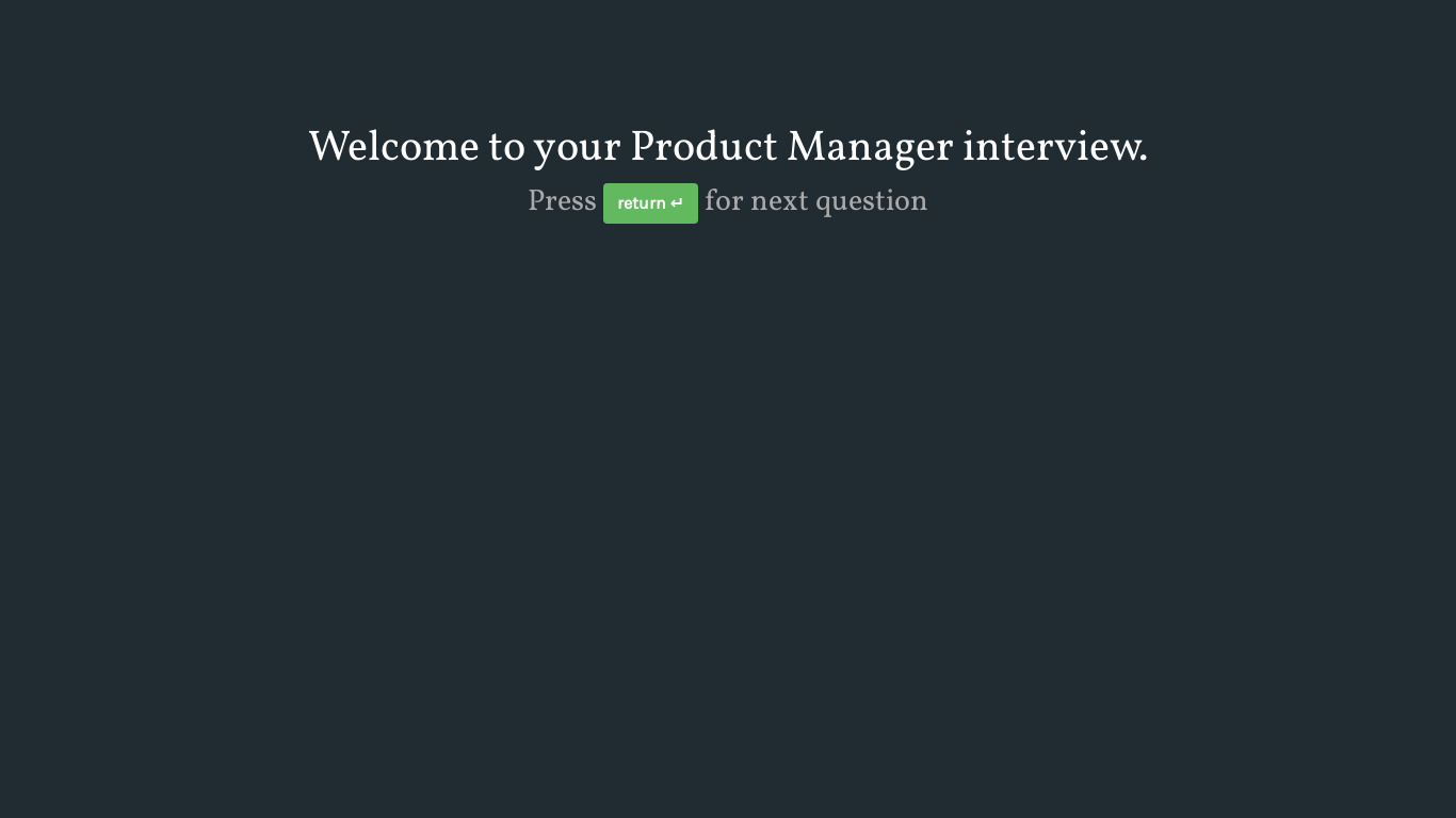 The PM Interview Landing page