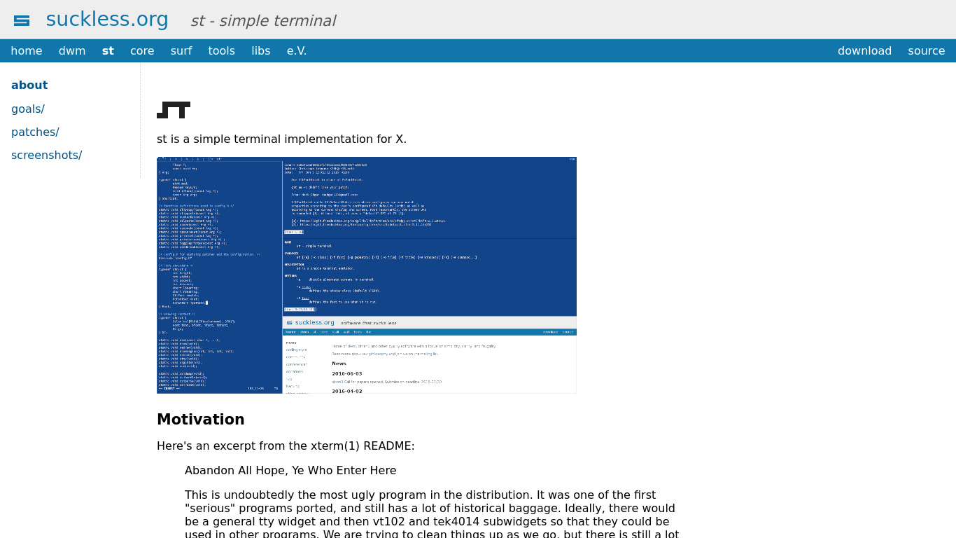 ST - Simple Terminal Landing page