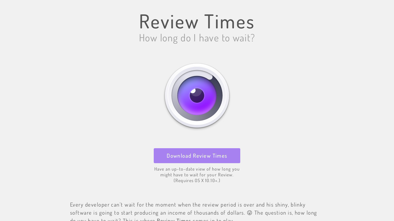 Review Times Landing page