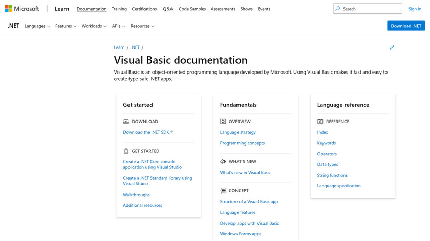 Visual Basic Landing Page