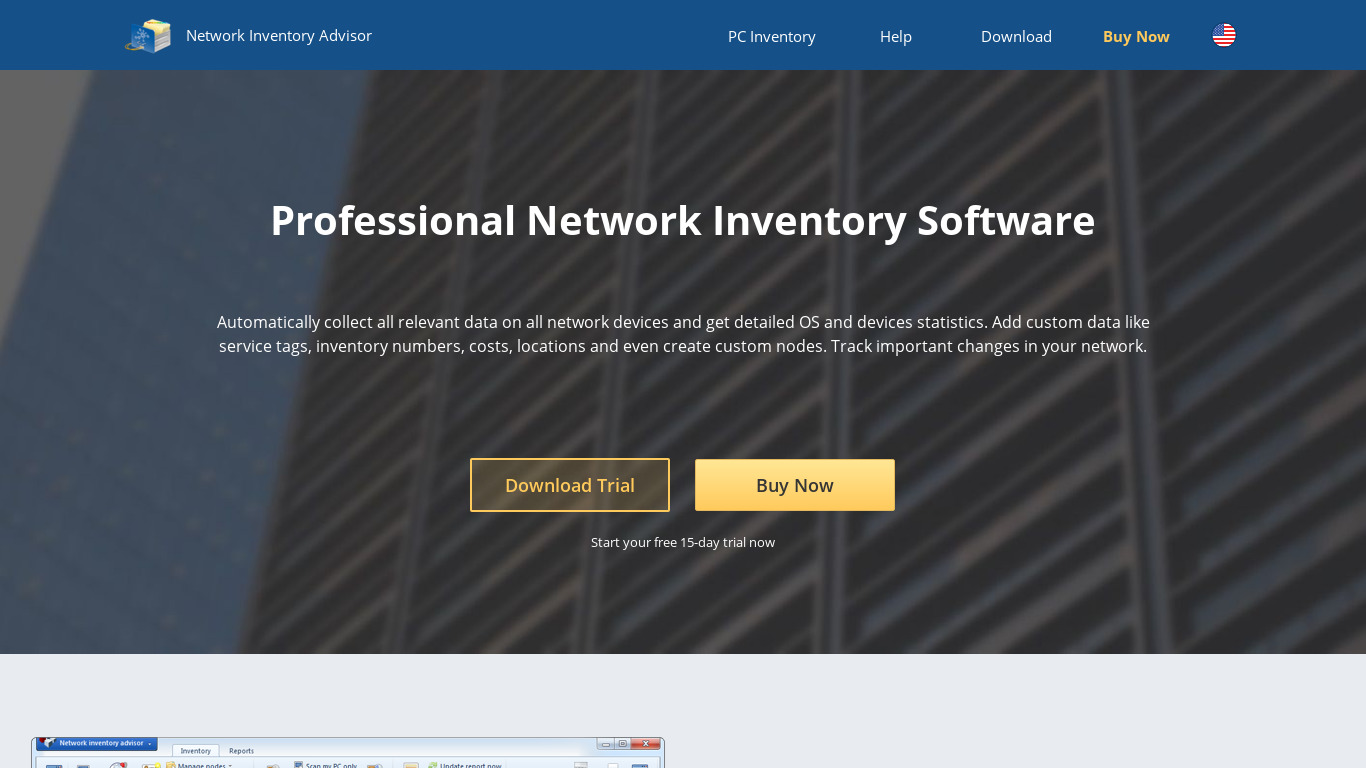 Network Inventory Advisor Landing page
