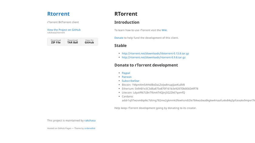 rTorrent Landing Page