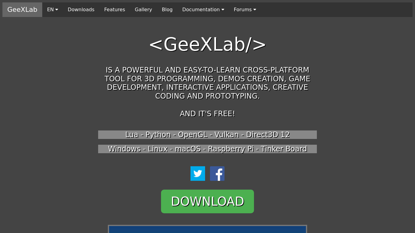 GeeXLab Landing page