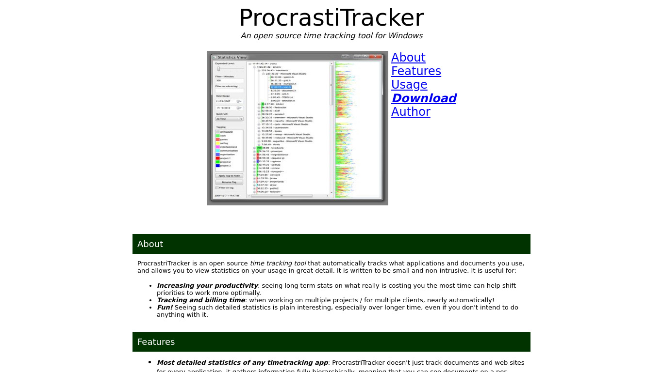 ProcrastiTracker Landing page