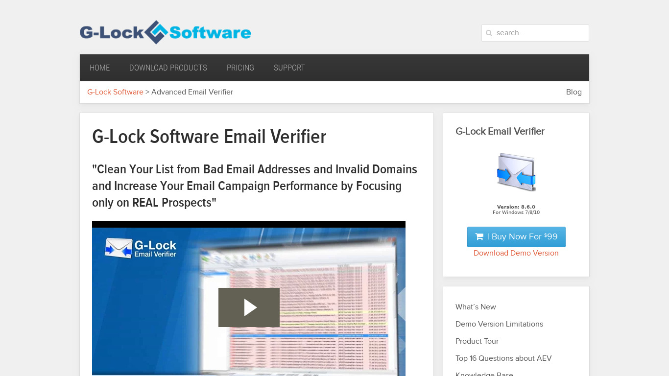 Advanced Email Verifier Landing page