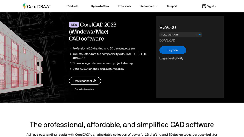 CorelCAD Landing Page