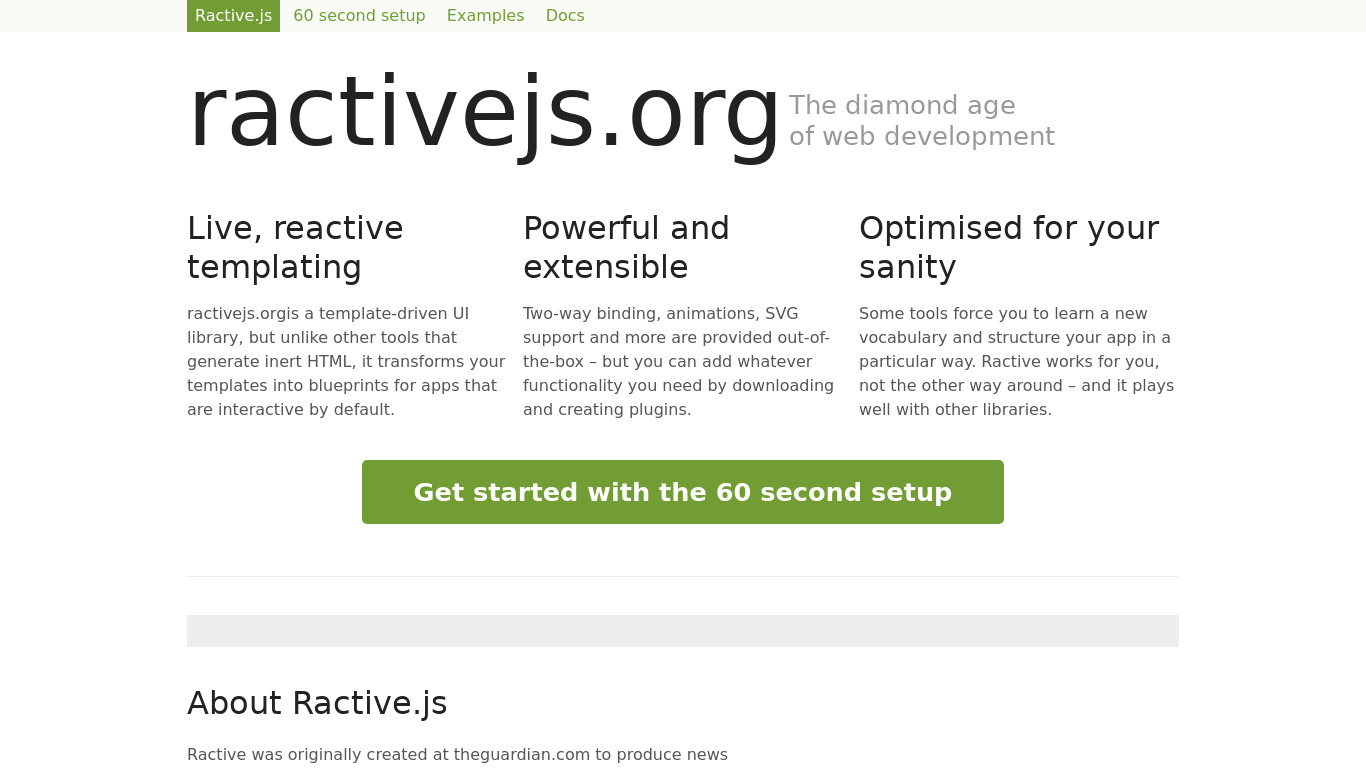 Ractive.js Landing page