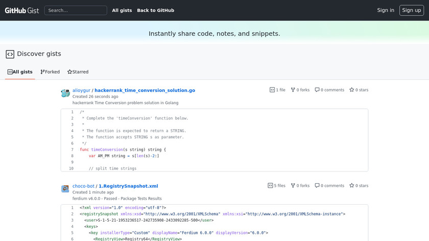 GitHub Gist Landing Page