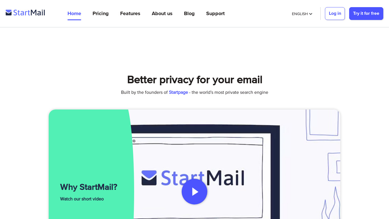 StartMail Landing page