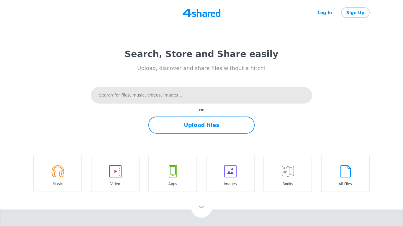 4Shared Landing page