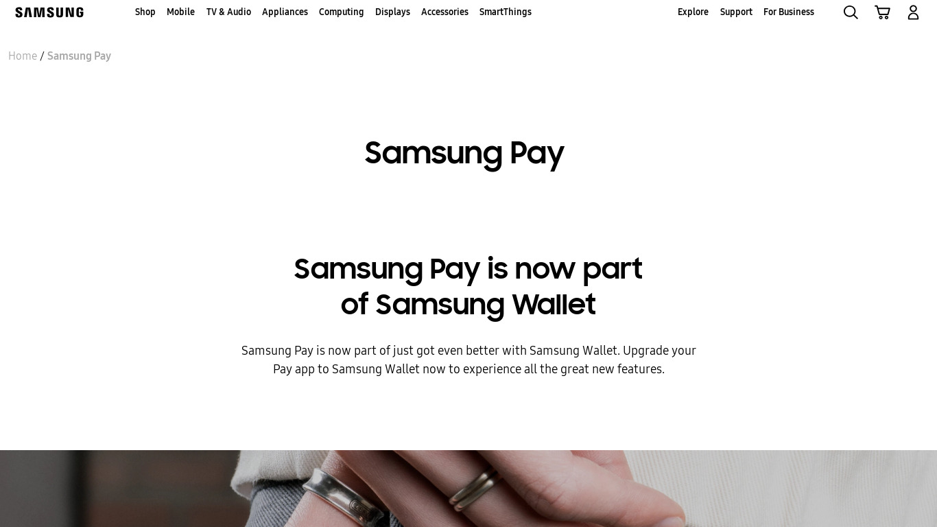 Samsung Pay Landing page