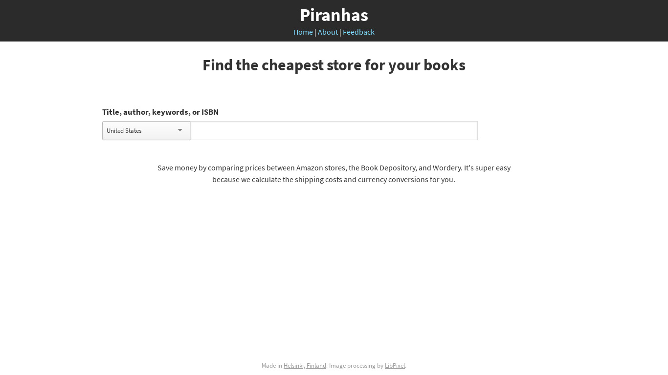 Piranhas Landing page