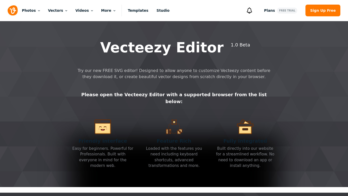 Vecteezy Editor Landing page